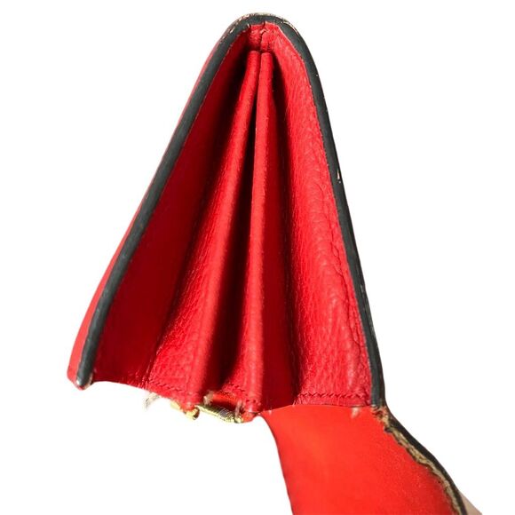 Celine Women's Red Leather Wallet Credit Card Holder - Picture 7 of 9